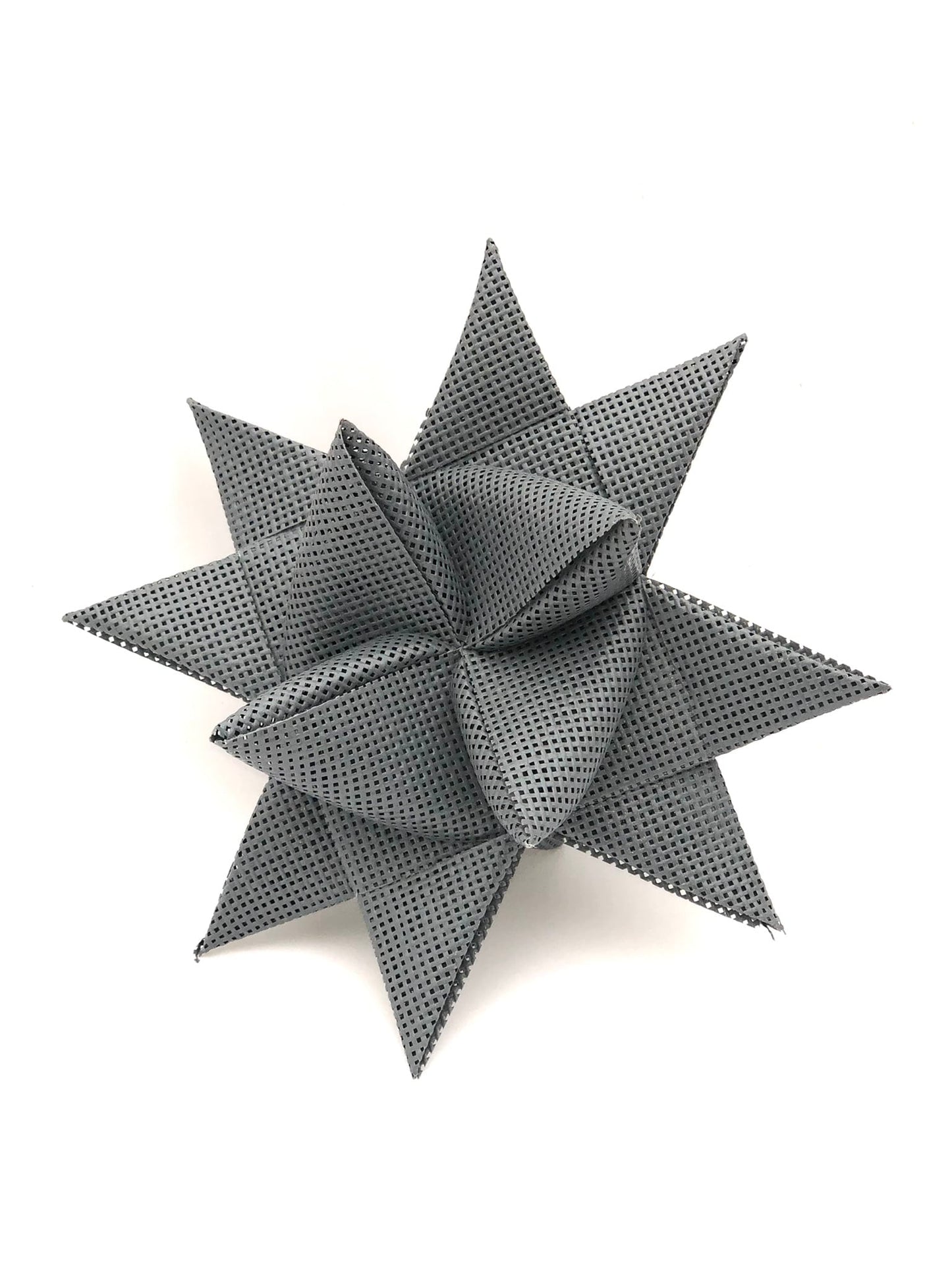 Fröbelstern Grau Mesh 13 cm – Wetterfester Weihnachtsstern aus Tarp (Outdoor geeignet)