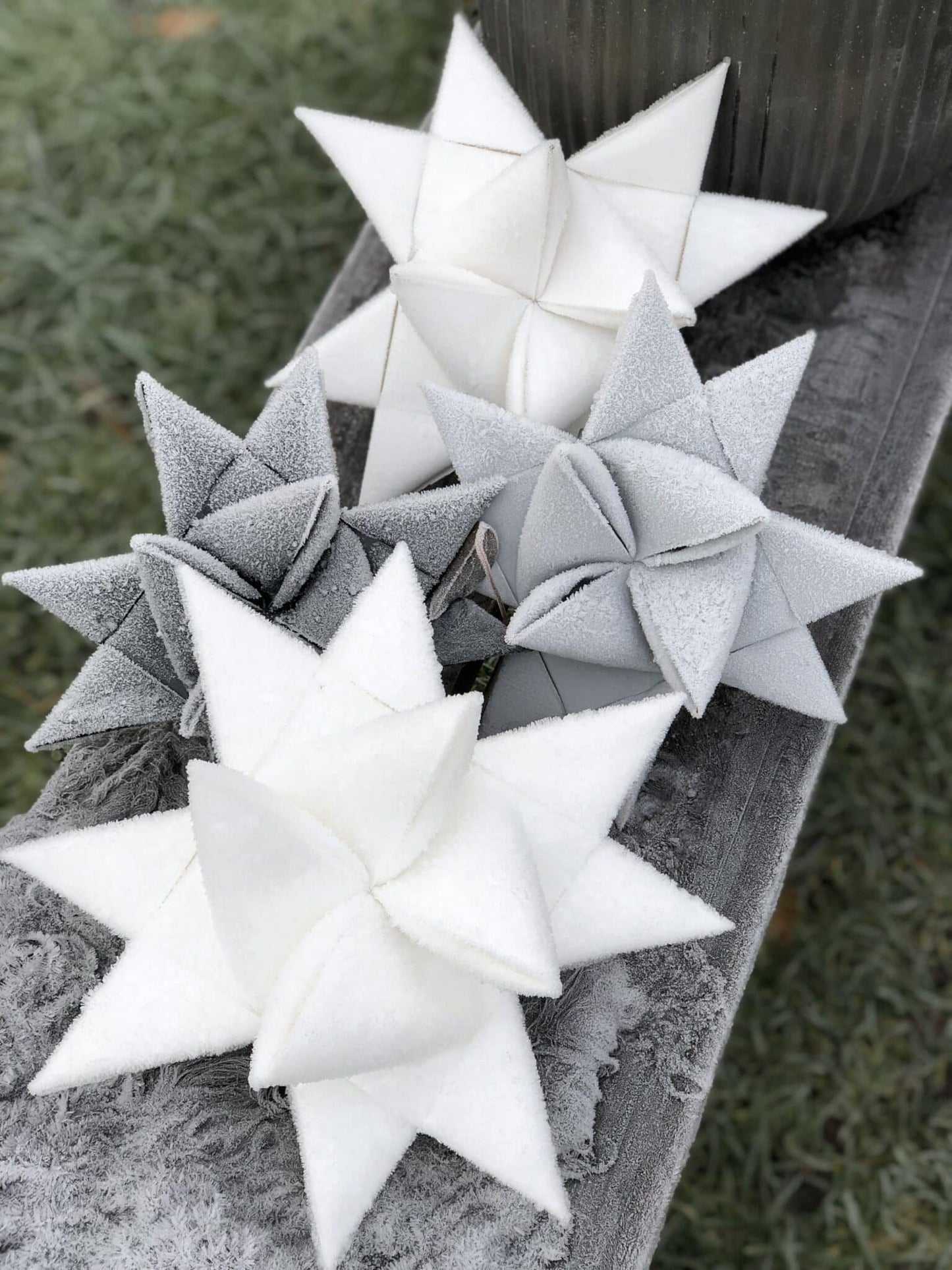 Fröbelstern Weiß 16 cm – Wetterfester Weihnachtsstern aus Tarp (Outdoor geeignet)