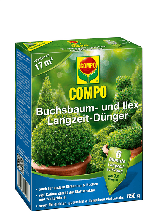 Compo Buchsbaum- und Ilex Langzeit-Dünger - Compo - Gartenbedarf > Dünger - DerGartenmarkt.de shop.dergartenmarkt.de