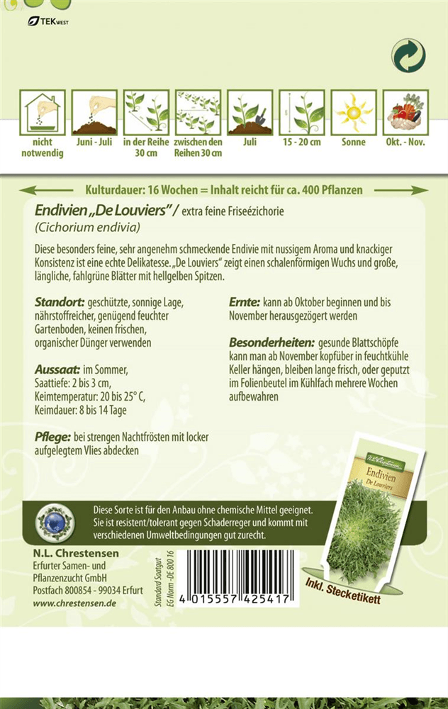 Endiviensamen 'De Louviers' - Chrestensen - Pflanzen > Saatgut > Gemüsesamen > Salatsamen - DerGartenmarkt.de shop.dergartenmarkt.de