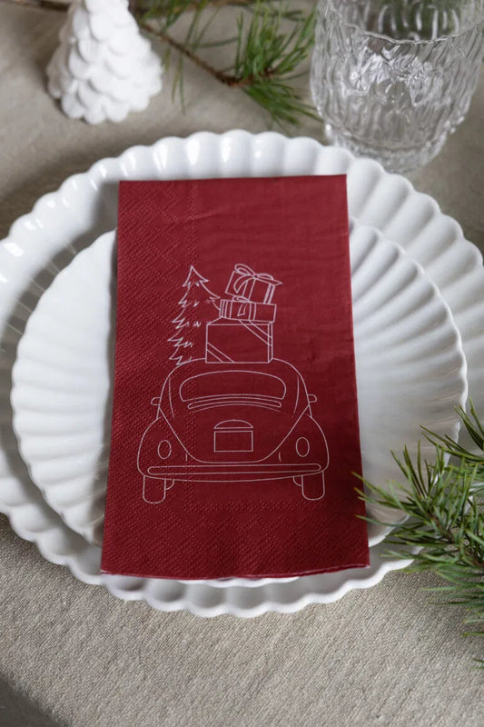 Storefactory Julbil – Weihnachtsserviette Rot 11x21cm