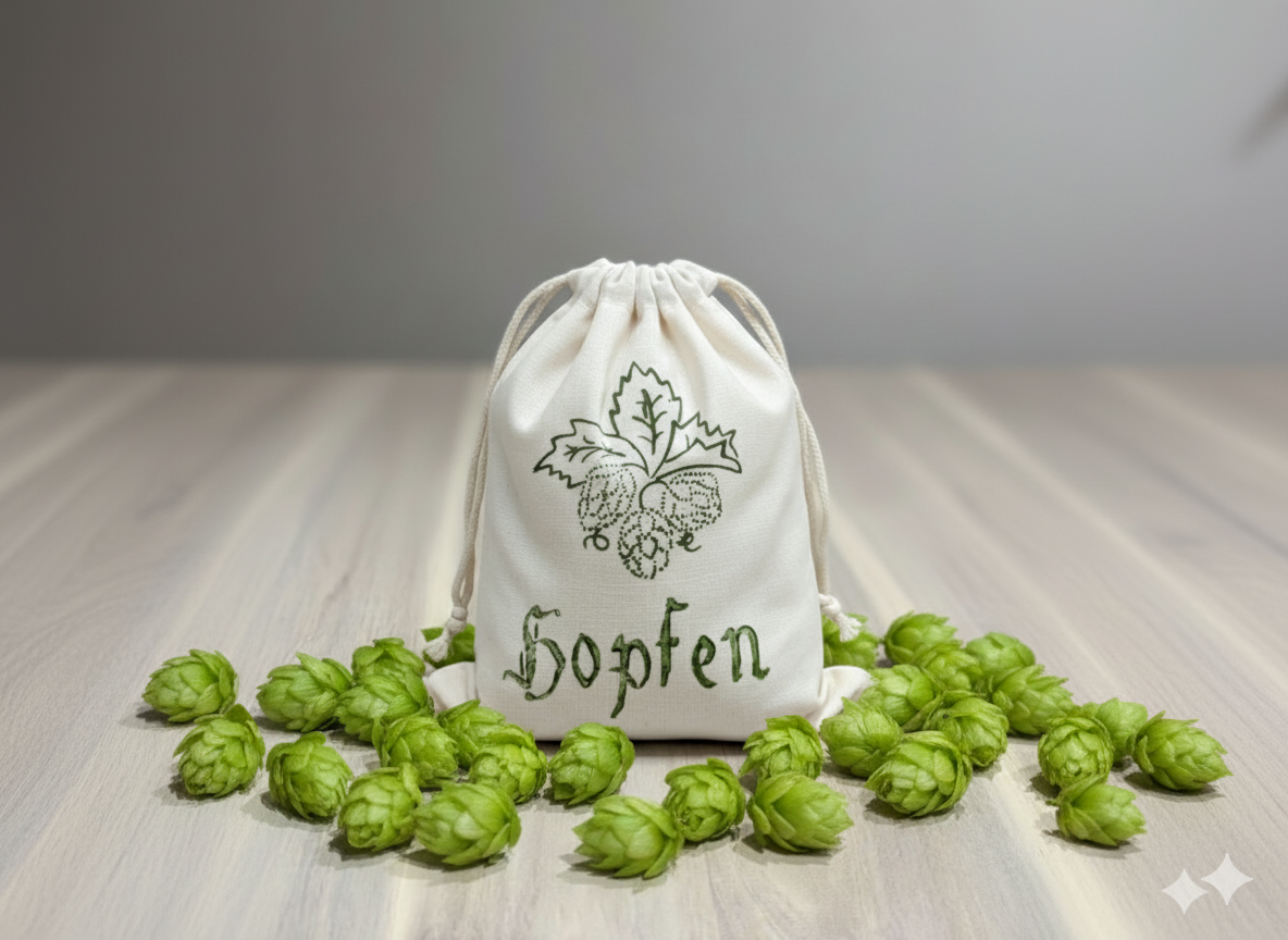 Hopfensäckchen Hallertau aus Baumwolle-Leinen - gefüllt