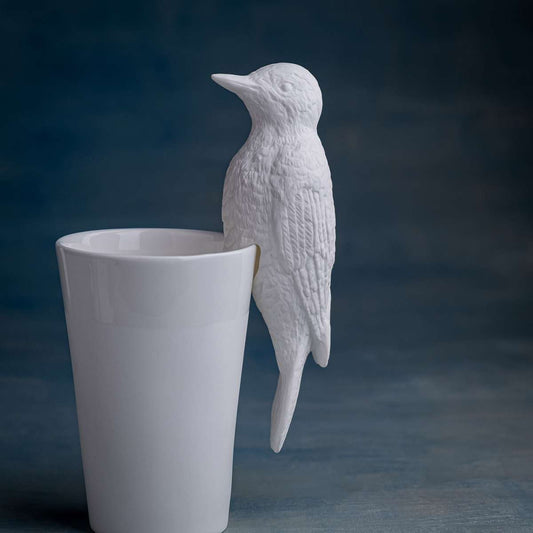 Specht Vogel Deko-Objekt aus Bone China Porzellan von Klatt Objects
