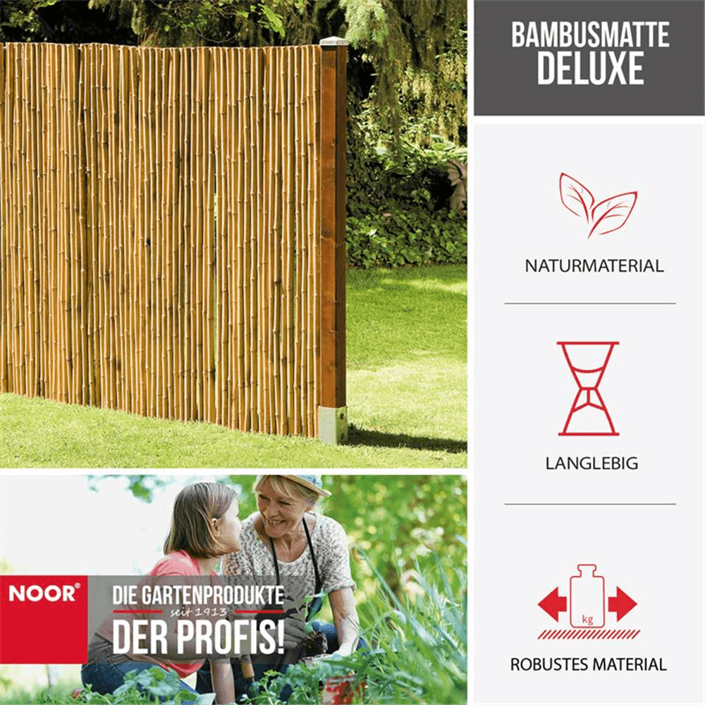 Bambusmatte Deluxe Sichtschutzmatte - NOOR® - Gartenfreizeit > Gartenzäune und Sichtschutz - DerGartenmarkt.de shop.dergartenmarkt.de