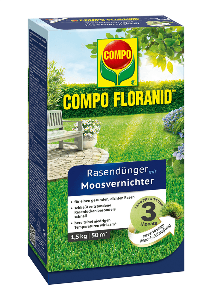 Compo FLORANID Rasendünger mit Moosvernichter - Compo - Gartenbedarf > Pflanzenschutz - DerGartenmarkt.de shop.dergartenmarkt.de
