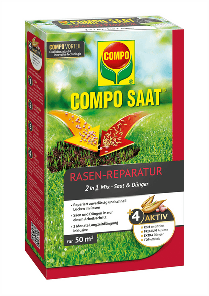 Compo RasenReparaturMix Samen&Dünger - Compo - Pflanzen > Saatgut > Rasensamen - DerGartenmarkt.de shop.dergartenmarkt.de