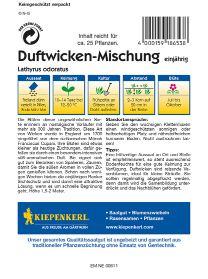Duftwicke - Kiepenkerl - Pflanzen > Saatgut > Blumensamen - DerGartenmarkt.de shop.dergartenmarkt.de