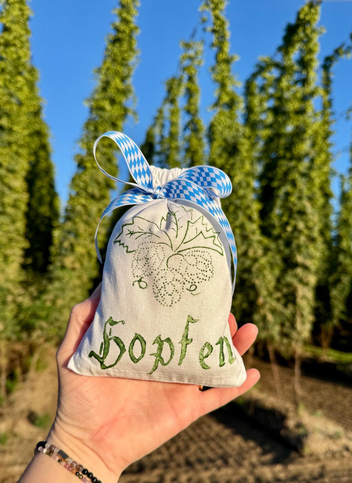Hopfensäckchen Hallertau aus Baumwolle-Leinen - gefüllt