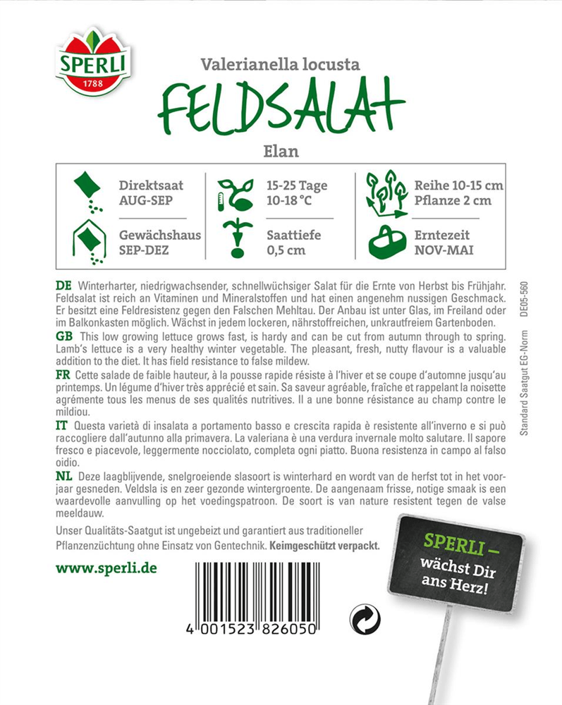 Feldsalat 'Elan' - Sperli - Pflanzen > Saatgut > Gemüsesamen > Salatsamen - DerGartenmarkt.de shop.dergartenmarkt.de