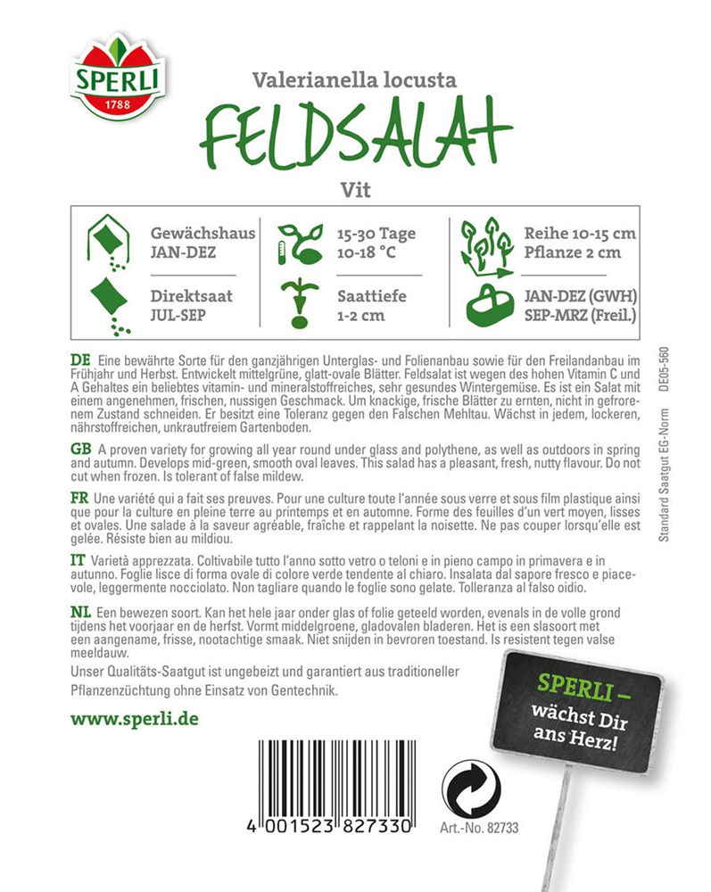 Feldsalat 'Vit' - Sperli - Pflanzen > Saatgut > Gemüsesamen > Salatsamen - DerGartenmarkt.de shop.dergartenmarkt.de