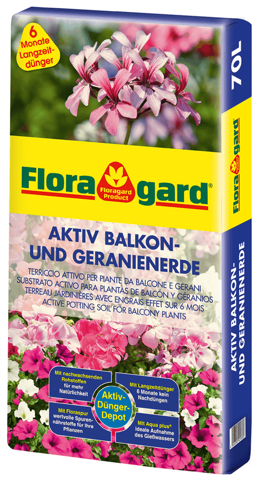 Floragard Aktiv Balkon- und Geranienerde 70l - Floragard - Gartenbedarf > Gartenerden > Spezialerden - DerGartenmarkt.de shop.dergartenmarkt.de