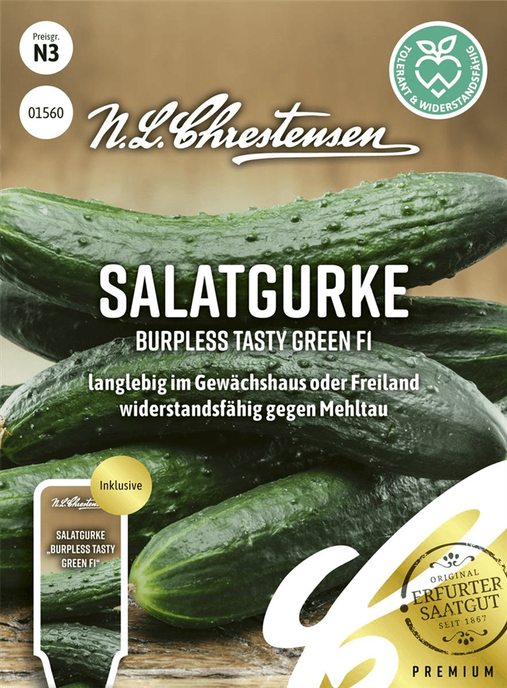Gurkensamen 'Burpless Tasty Green F1' - Chrestensen - Pflanzen > Saatgut > Gemüsesamen > Gurkensamen - DerGartenmarkt.de shop.dergartenmarkt.de