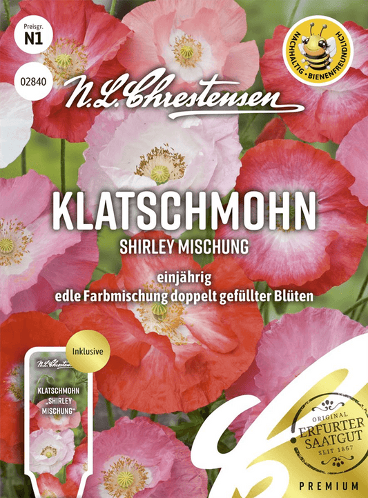 Klatschmohnsamen 'Shirley' - Chrestensen - Pflanzen > Saatgut > Blumensamen > Blumensamen, mehrjährig - DerGartenmarkt.de shop.dergartenmarkt.de