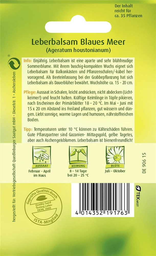 Leberbalsamsamen 'Blaues Meer' - Quedlinburger Saatgut - Pflanzen > Saatgut > Blumensamen > Blumensamen, einjährig - DerGartenmarkt.de shop.dergartenmarkt.de