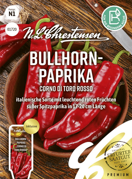 Paprikasamen 'Corno Di Toro Rosso' - Chrestensen - Pflanzen > Saatgut > Gemüsesamen > Paprikasamen - DerGartenmarkt.de shop.dergartenmarkt.de