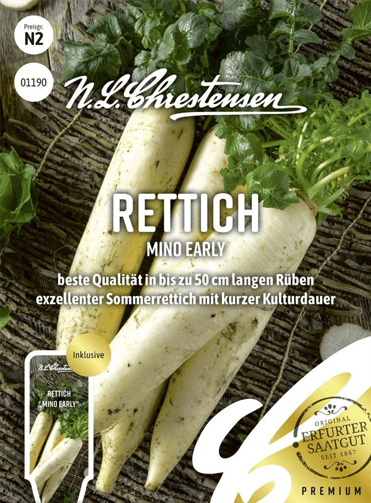 Rettichsamen 'Mino Early Hybride' - Chrestensen - Pflanzen > Saatgut > Gemüsesamen > Rettichsamen - DerGartenmarkt.de shop.dergartenmarkt.de