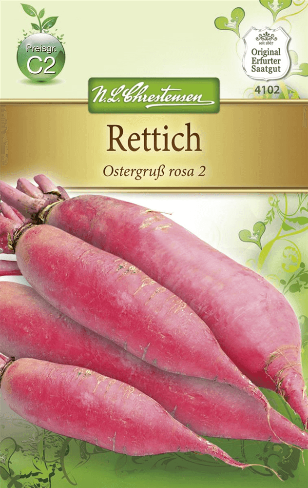 Rettichsamen 'Ostergruß Rosa 2' - Chrestensen - Pflanzen > Saatgut > Gemüsesamen > Rettichsamen - DerGartenmarkt.de shop.dergartenmarkt.de