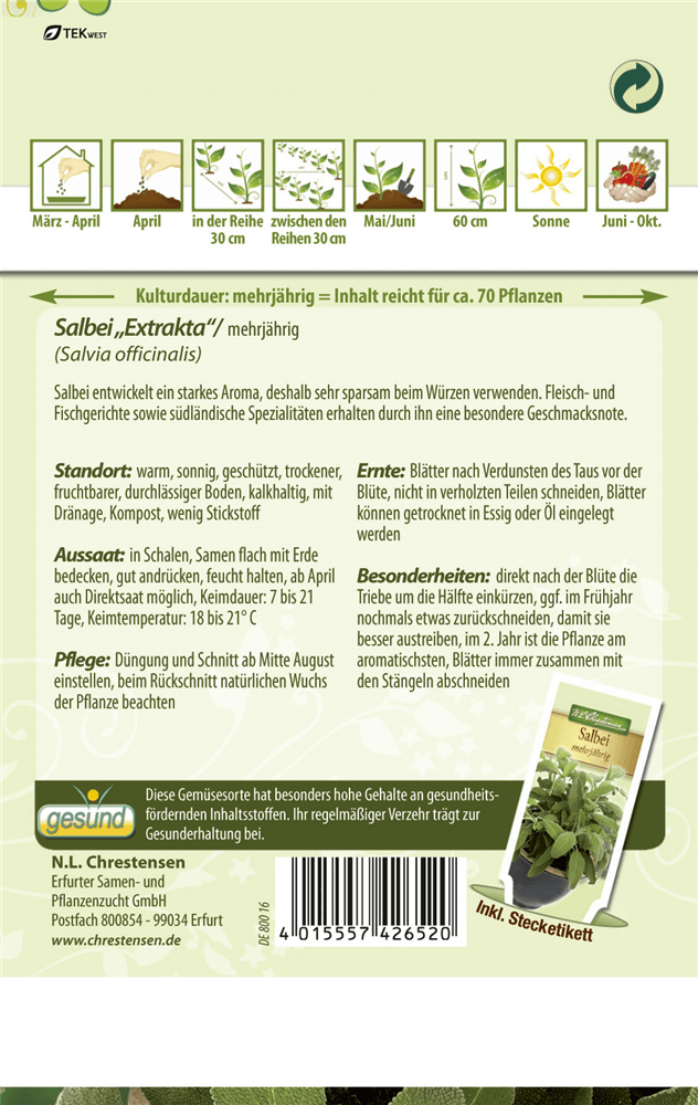 Salbeisamen - Chrestensen - Pflanzen > Saatgut > Kräutersamen - DerGartenmarkt.de shop.dergartenmarkt.de