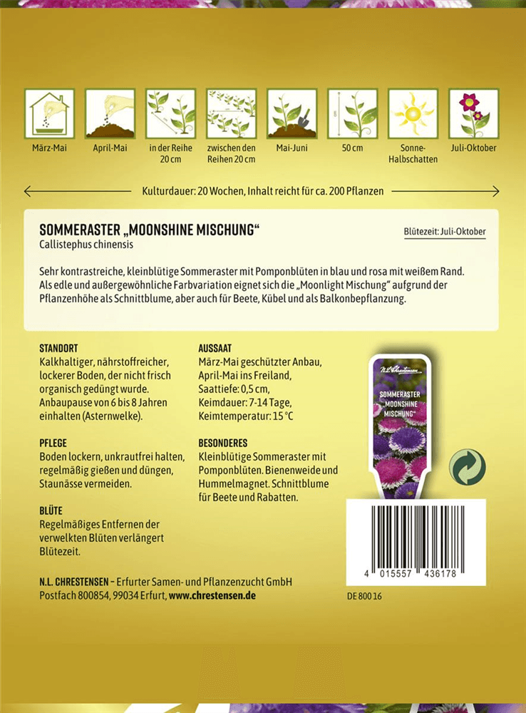 Somerastersamen 'Moonshine Mischung' - Chrestensen - Pflanzen > Saatgut > Blumensamen > Blumensamen, einjährig - DerGartenmarkt.de shop.dergartenmarkt.de