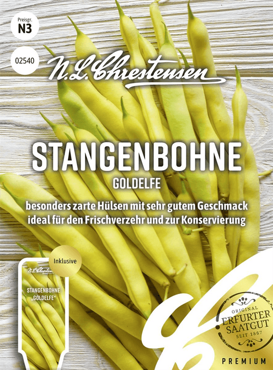 Stangenbohnensamen 'Goldelfe' - Chrestensen - Pflanzen > Saatgut > Gemüsesamen > Bohnensamen - DerGartenmarkt.de shop.dergartenmarkt.de