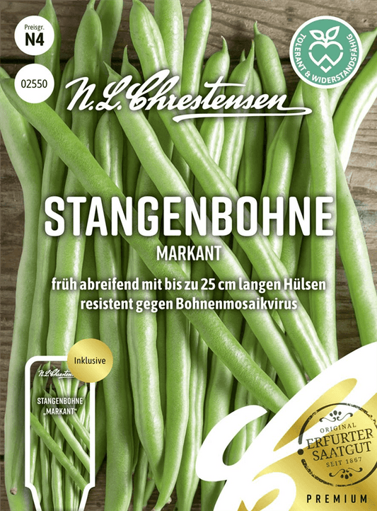 Stangenbohnensamen 'Markant' - Chrestensen - Pflanzen > Saatgut > Gemüsesamen > Bohnensamen - DerGartenmarkt.de shop.dergartenmarkt.de