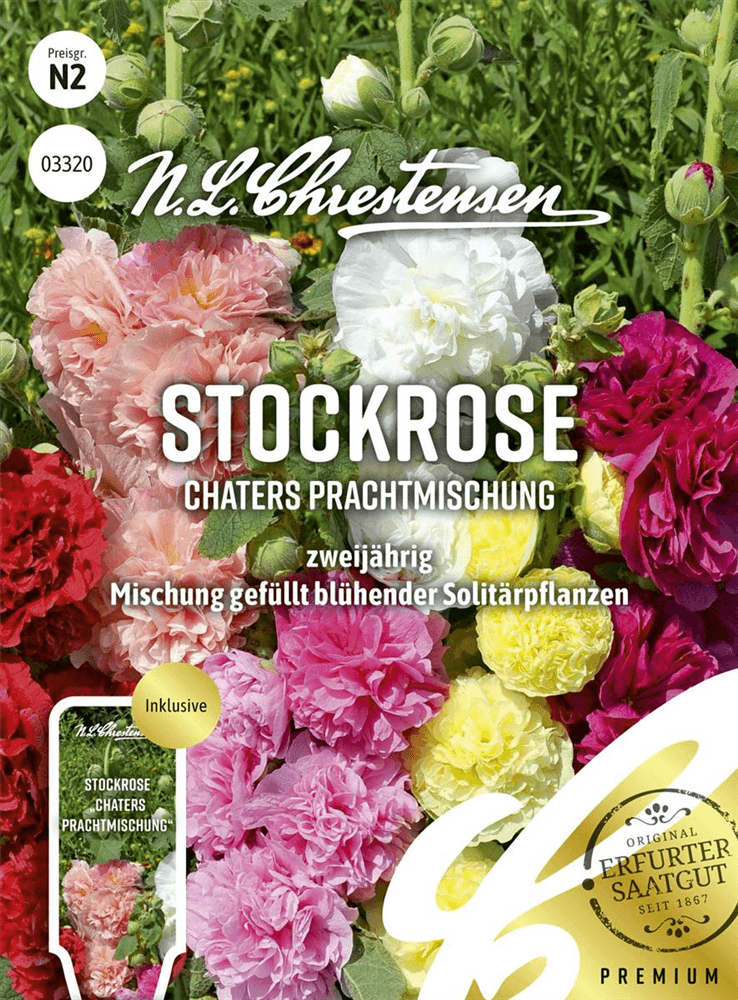 Stockrosensamen 'Chater' - Chrestensen - Pflanzen > Saatgut > Blumensamen > Blumensamen, mehrjährig - DerGartenmarkt.de shop.dergartenmarkt.de