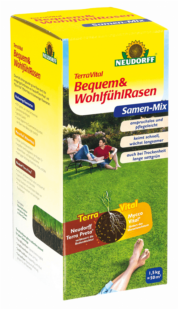 TerraVital Bequem&WohlfühlRasen Samen Mix - Terra Vital - Pflanzen > Saatgut > Rasensamen - DerGartenmarkt.de shop.dergartenmarkt.de