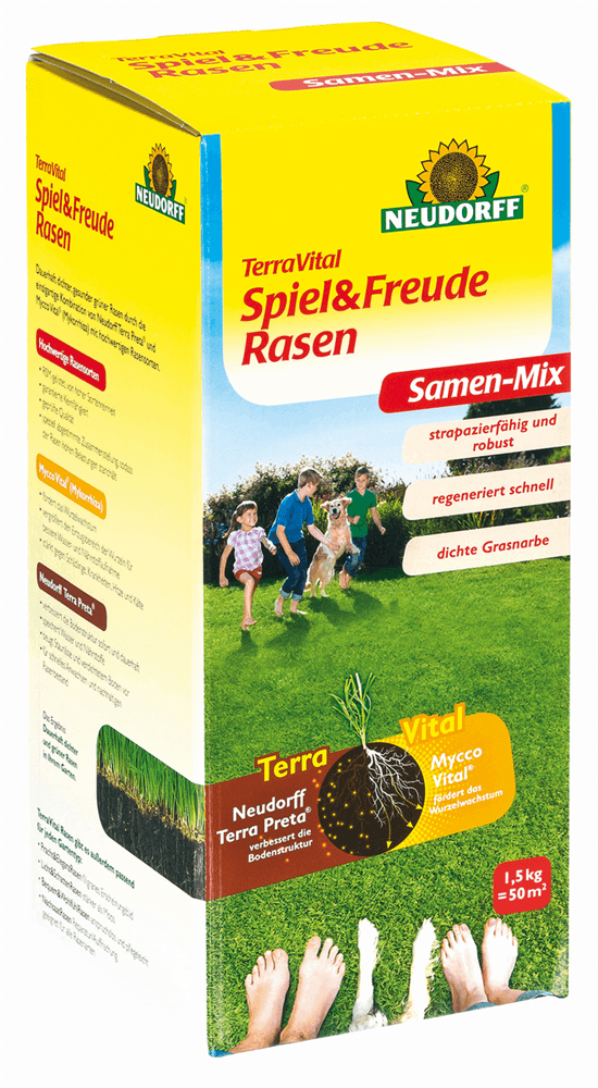TerraVital Spiel&FreudeRasen Samen-Mix - Terra Vital - Pflanzen > Saatgut > Rasensamen - DerGartenmarkt.de shop.dergartenmarkt.de