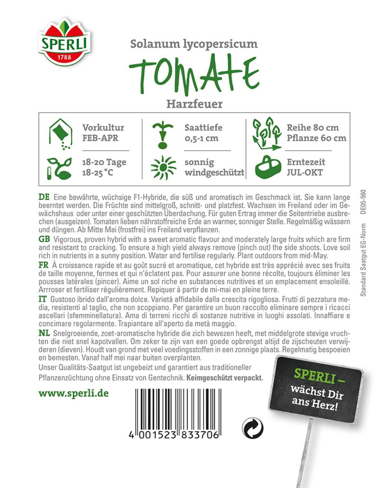 Tomate 'Harzfeuer F1' - Sperli - Pflanzen > Saatgut > Gemüsesamen > Tomatensamen - DerGartenmarkt.de shop.dergartenmarkt.de