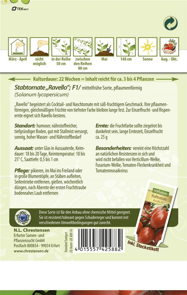 Tomatensamen 'Ravello F1' - Chrestensen - Pflanzen > Saatgut > Gemüsesamen > Tomatensamen - DerGartenmarkt.de shop.dergartenmarkt.de