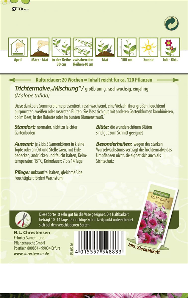 Trichtermalvensamen - Chrestensen - Pflanzen > Saatgut > Blumensamen > Blumensamen, einjährig - DerGartenmarkt.de shop.dergartenmarkt.de