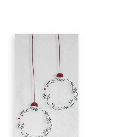 Storefactory Julkula Papierservietten in Weiß, Rot und Grün mit Weihnachtskugelmotiv