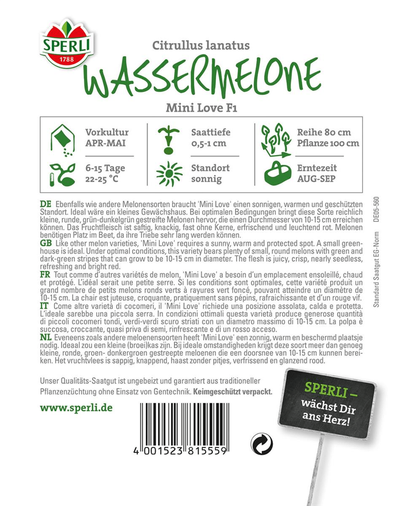 Wassermelone 'Mini Love' - Sperli - Pflanzen > Saatgut > Obstsamen > Melonensamen - DerGartenmarkt.de shop.dergartenmarkt.de