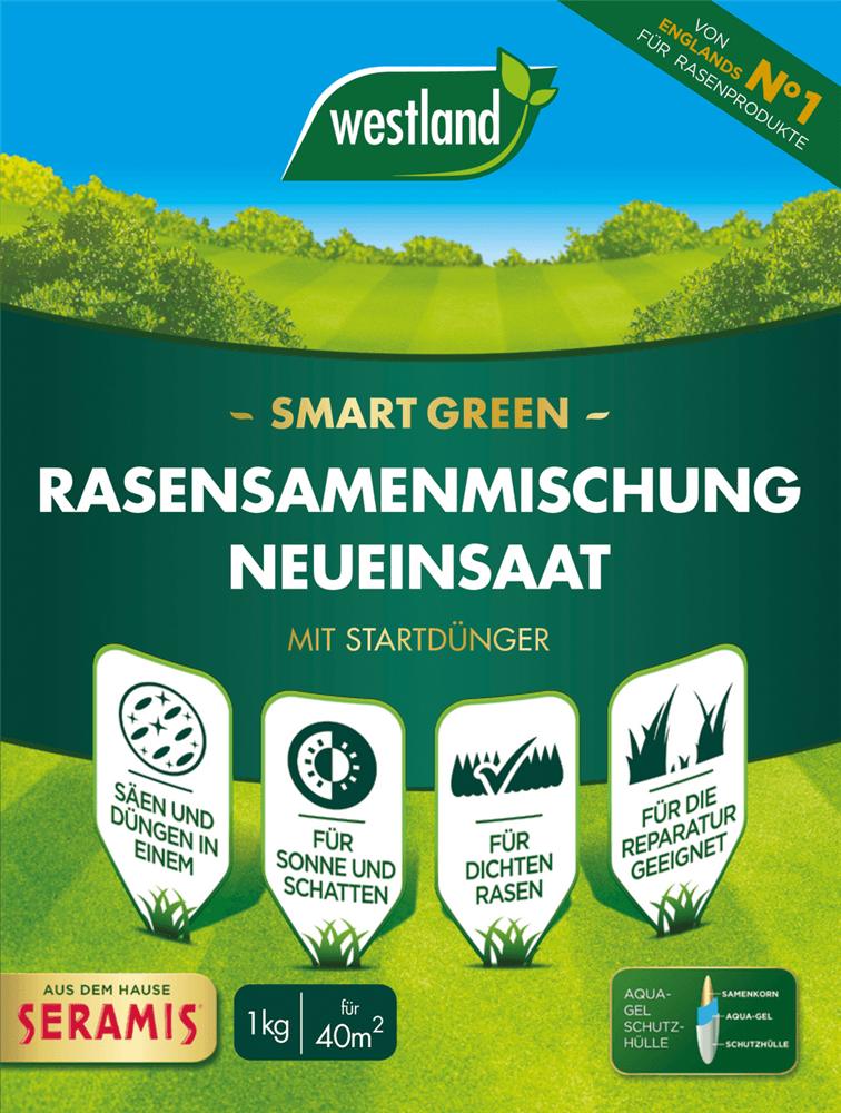 Westland Rasensamenmischung Neueinsaat "Smart Green" - Westland - Pflanzen > Saatgut > Rasensamen - DerGartenmarkt.de shop.dergartenmarkt.de