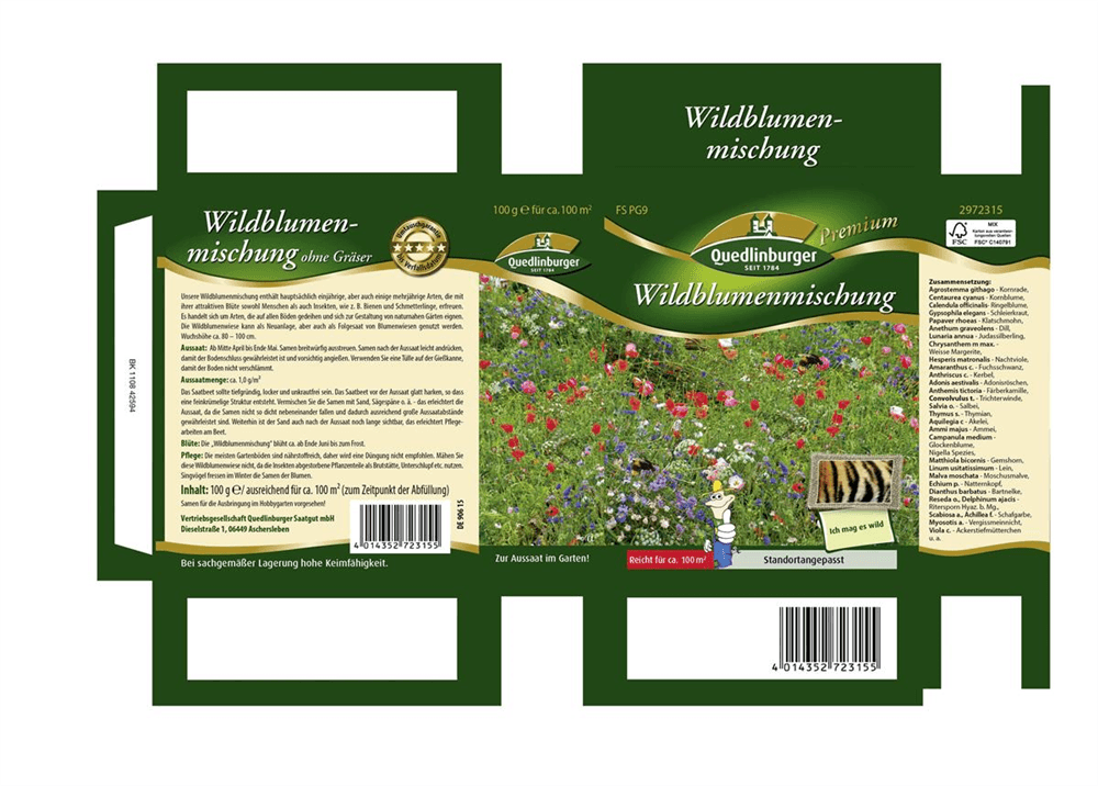 Wildblumensamen - Quedlinburger Saatgut - Pflanzen > Saatgut > Blumensamen > Blumensamen, einjährig - DerGartenmarkt.de shop.dergartenmarkt.de