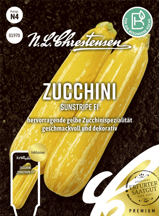 Zucchinisamen 'Sunstripe' - Chrestensen - Pflanzen > Saatgut > Gemüsesamen > Zucchinisamen - DerGartenmarkt.de shop.dergartenmarkt.de